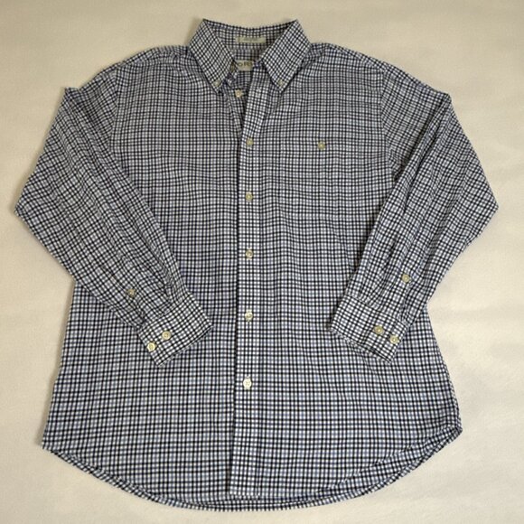 Orvis Signature Collection Shirt Mens L White Blue Black Long Sleeve Plaid - Picture 1 of 7